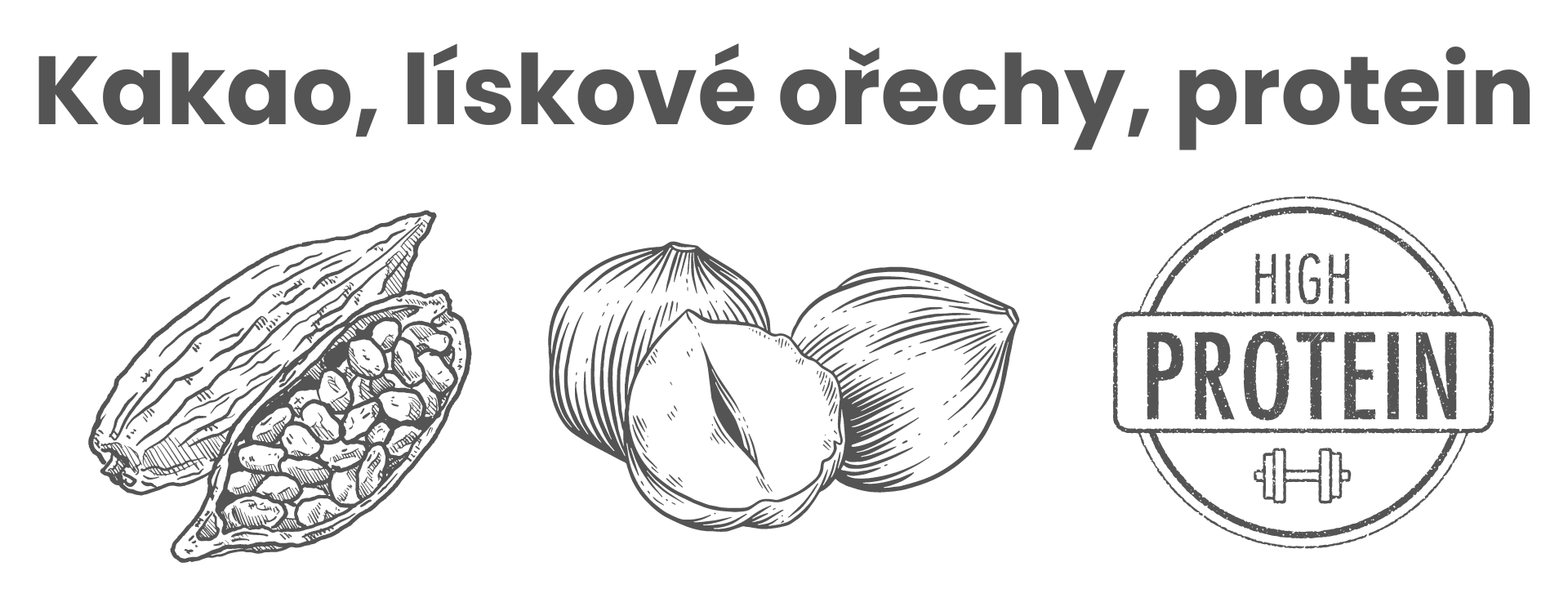 kakao, lískové ořechy, protein